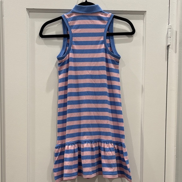 Ralph Lauren Girls Striped Stretch Mesh Polo Dress Drop Waist Blue Pink M NWOT - Picture 6 of 10